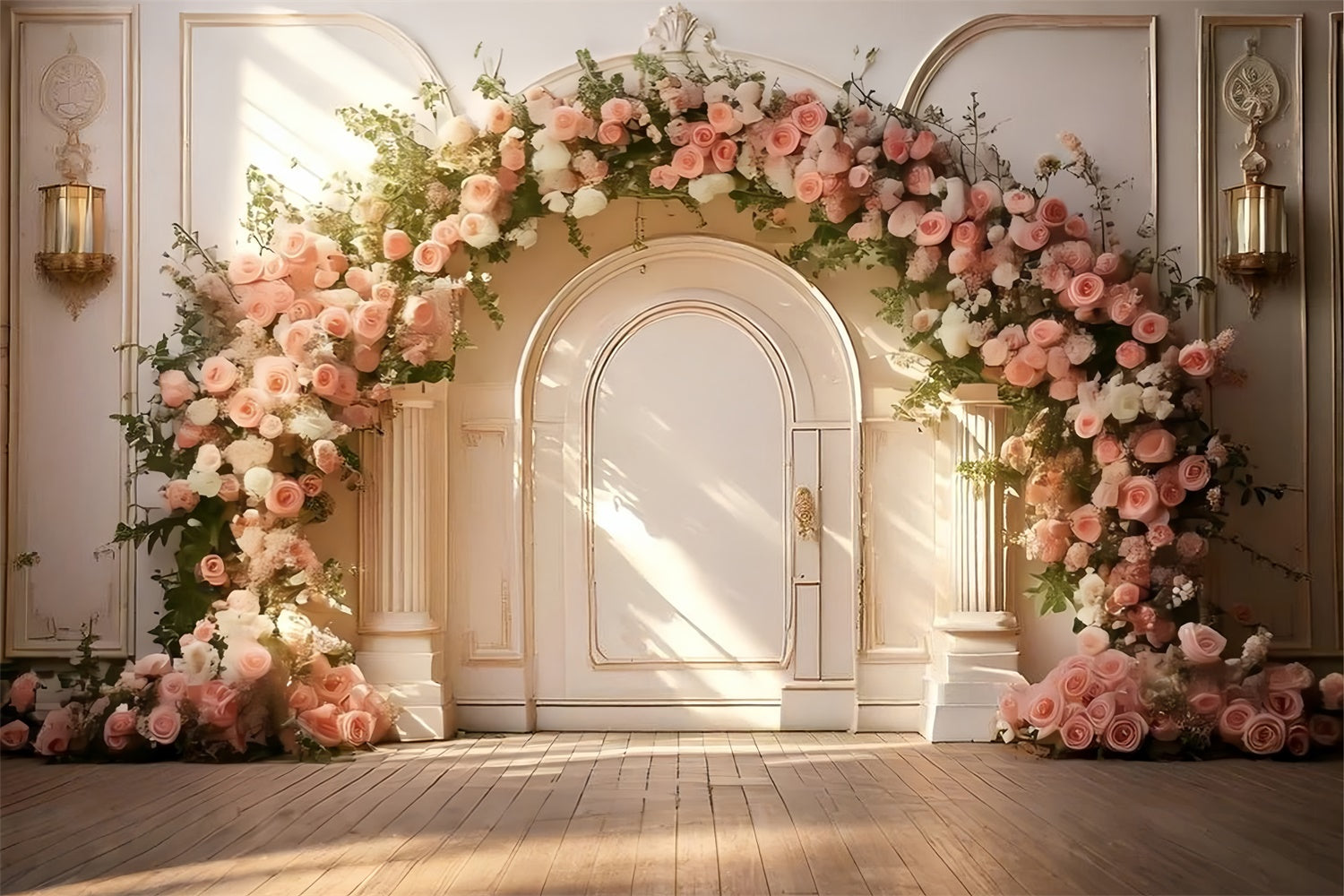 Pet Photography Backdrop Soft Blush Floral Arch Backdrop UK LXX1-253