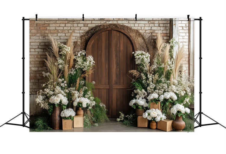 Pet Photo Backdrops Rustic Wooden Door Flower Backdrop UK LXX1-255