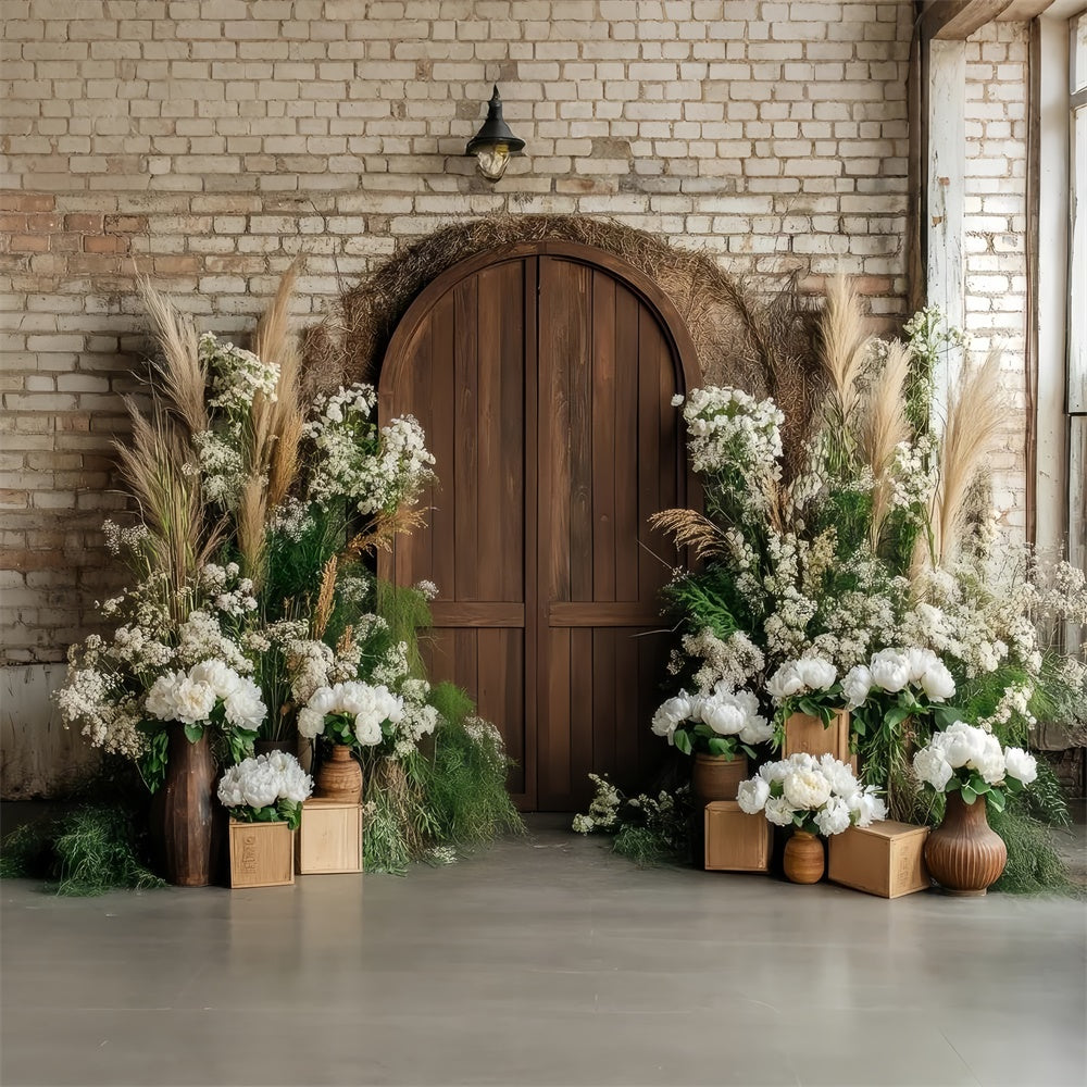 Pet Photo Backdrops Rustic Wooden Door Flower Backdrop UK LXX1-255