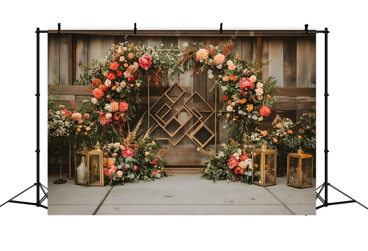 Pet Photography Backdrops Floral Arch Golden Frame Backdrop UK LXX1-258