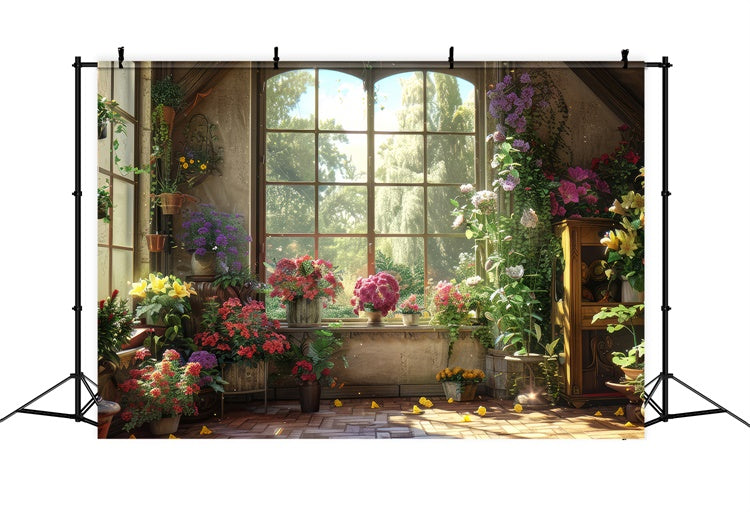 Pet Photography Backdrop Lush Flower Sunny Window Backdrop UK LXX1-259