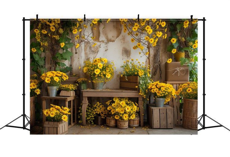 Pet Photography Backdrop Rustic Yellow Floral Backdrop UK LXX1-262