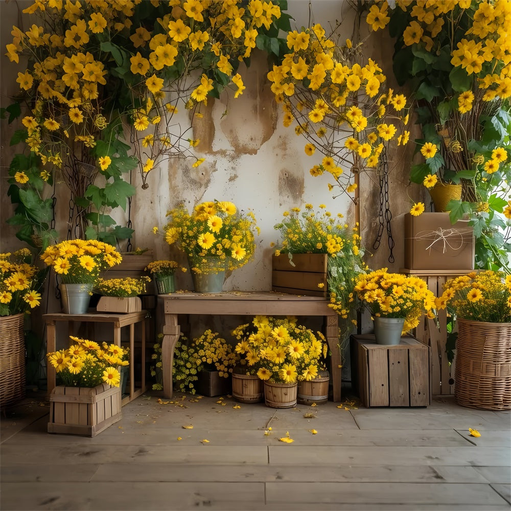 Pet Photography Backdrop Rustic Yellow Floral Backdrop UK LXX1-262