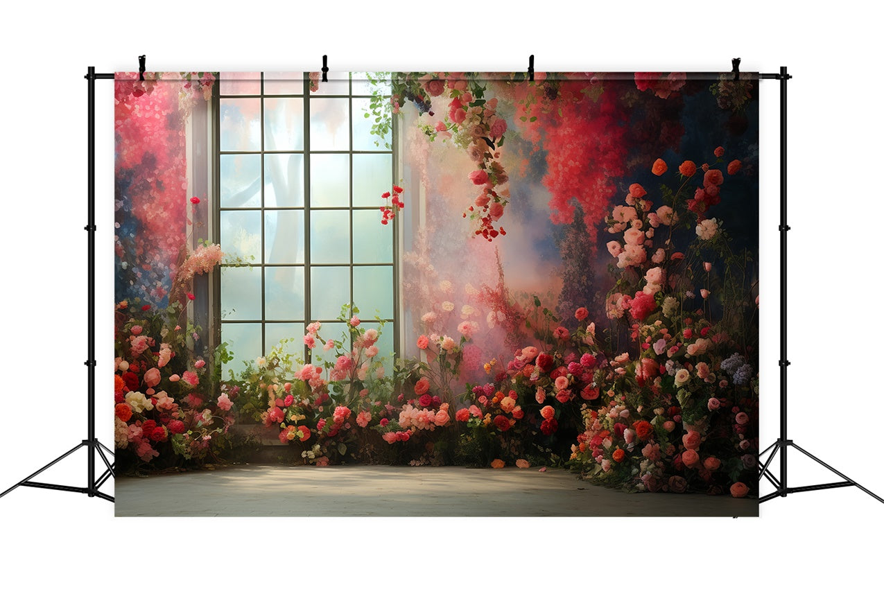 Backdrop Pet Romantic Window View Floral Backdrop UK LXX1-264