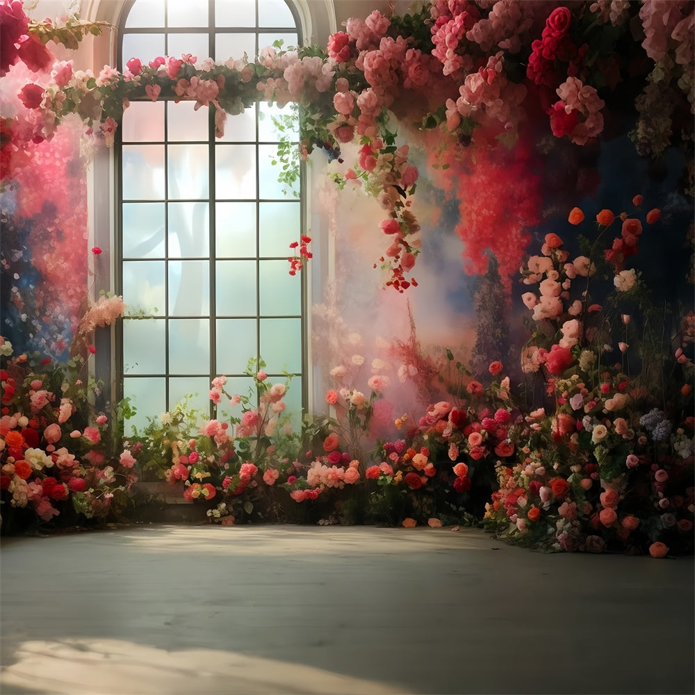 Backdrop Pet Romantic Window View Floral Backdrop UK LXX1-264