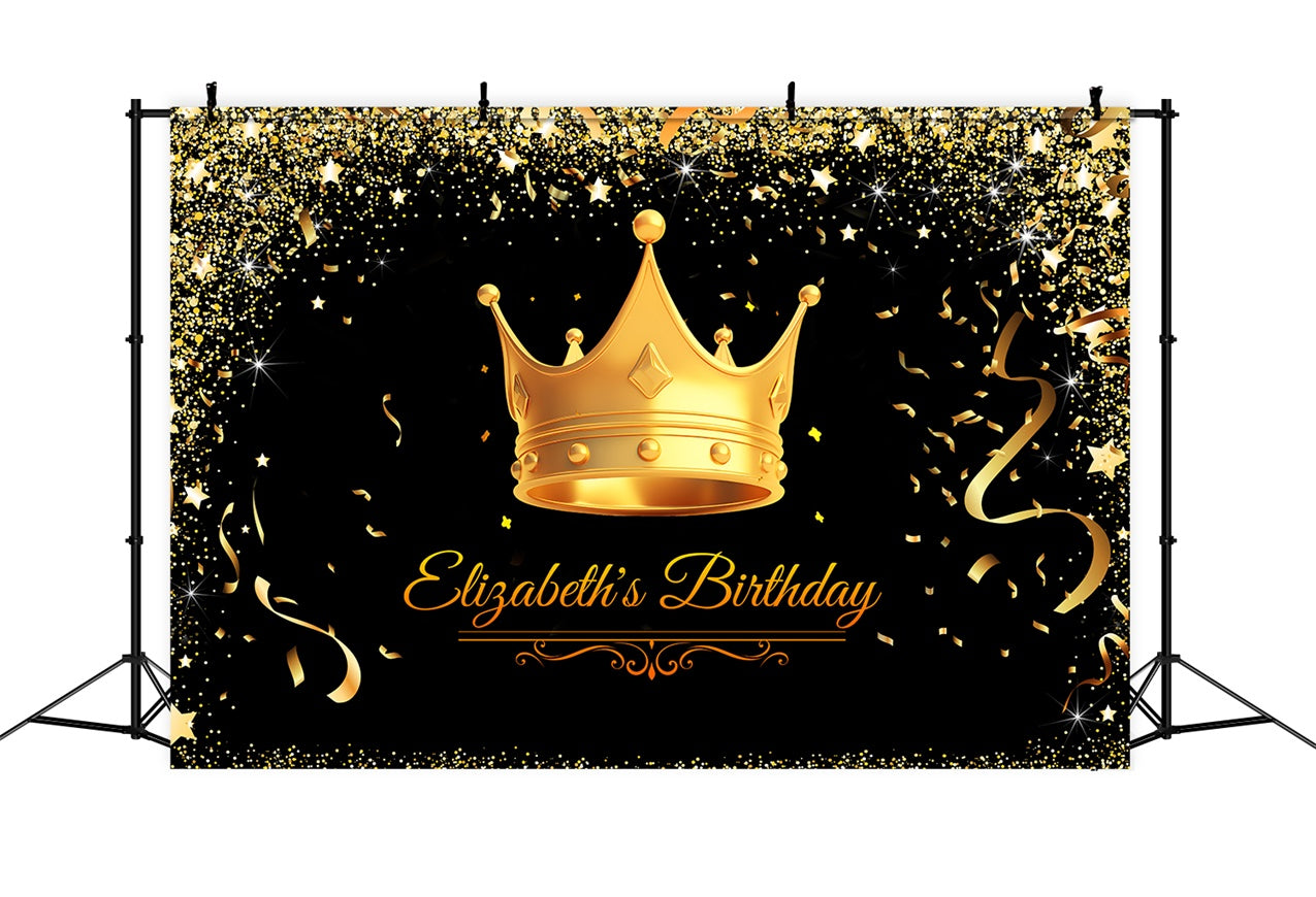 Custom Birthday Backdrop Sparkling Crown Celebration Backdrop UK LXX1-27