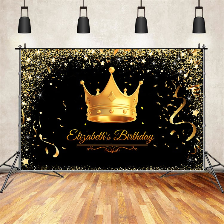 Custom Birthday Backdrop Sparkling Crown Celebration Backdrop UK LXX1-27