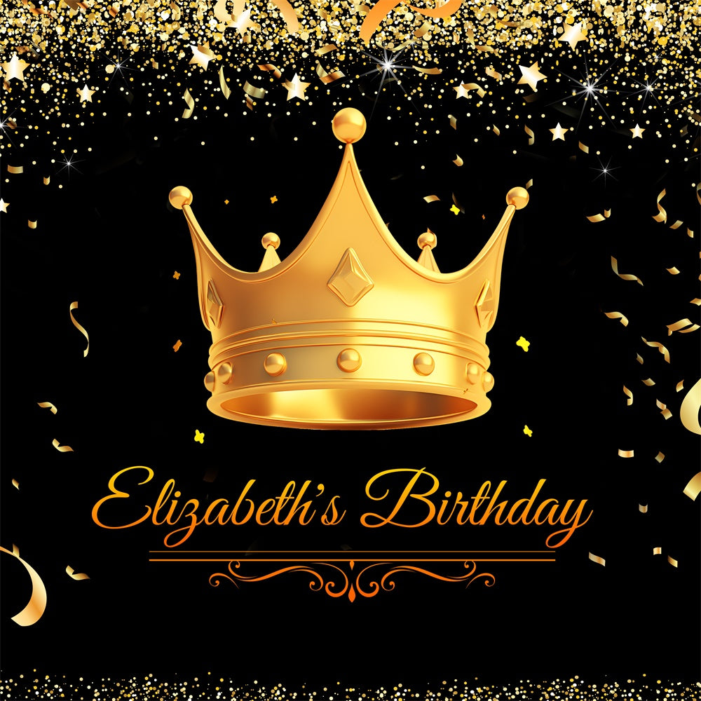 Custom Birthday Backdrop Sparkling Crown Celebration Backdrop UK LXX1-27