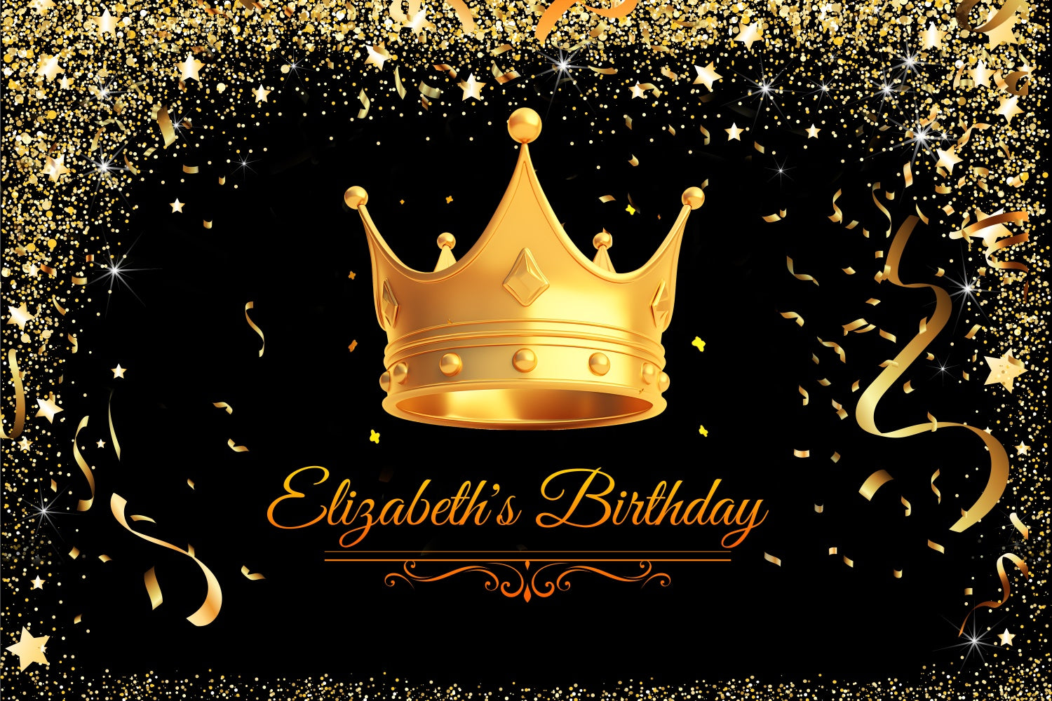 Custom Birthday Backdrop Sparkling Crown Celebration Backdrop UK LXX1-27