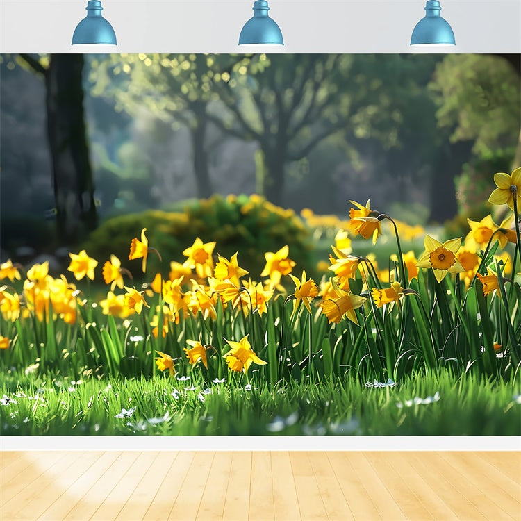 Backdrop Pet Sunny Garden Yellow Daffodils Backdrop UK LXX1-271