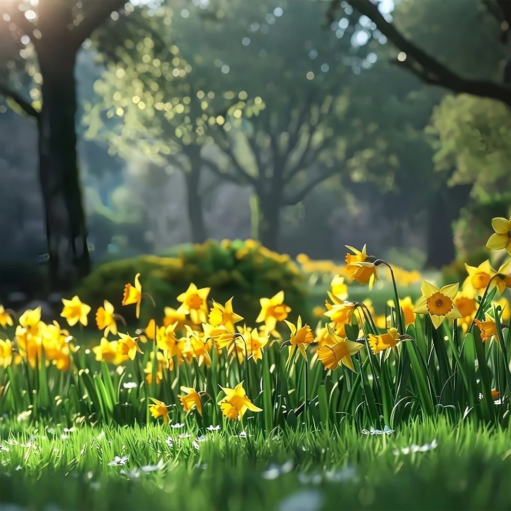 Backdrop Pet Sunny Garden Yellow Daffodils Backdrop UK LXX1-271