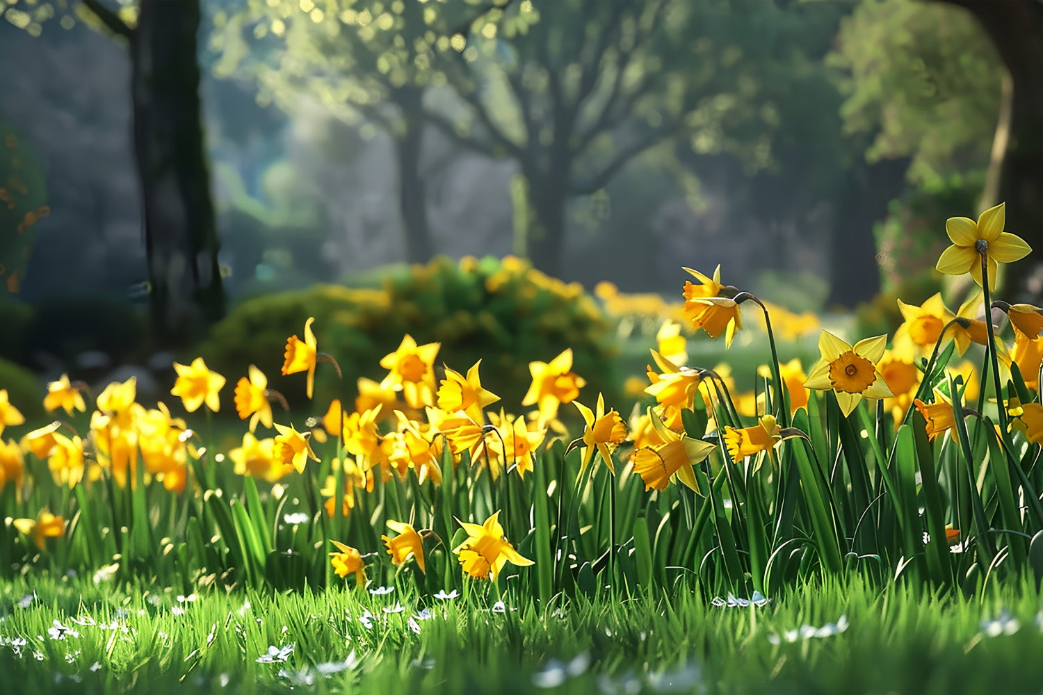 Backdrop Pet Sunny Garden Yellow Daffodils Backdrop UK LXX1-271