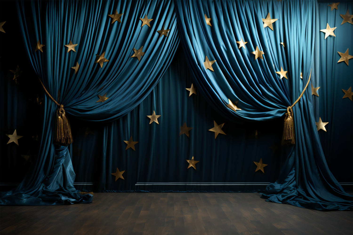 Pet Photo Backdrops Golden Star Blue Drapes Backdrop UK LXX1-277