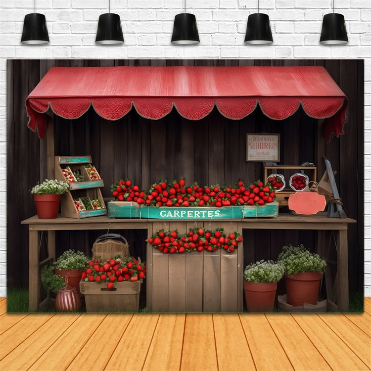 Pet Backdrops Rustic Strawberry Stand Market Backdrop UK LXX1-286