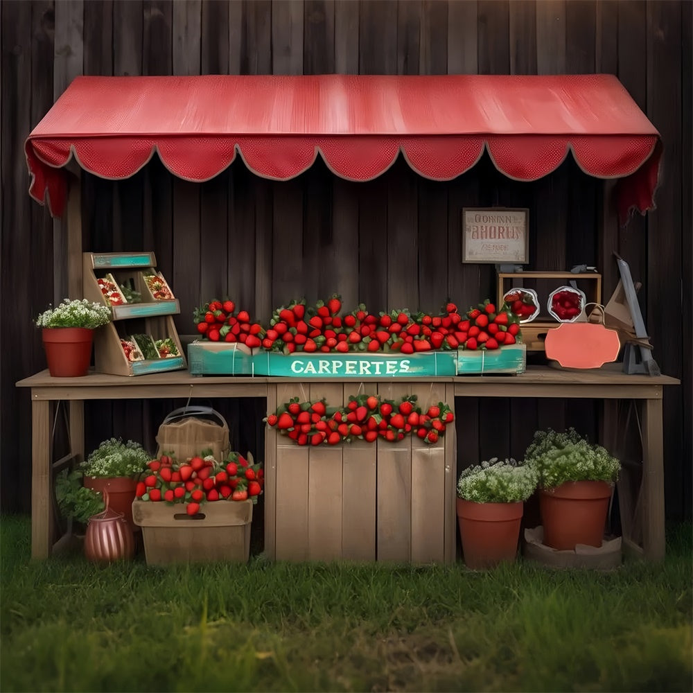 Pet Backdrops Rustic Strawberry Stand Market Backdrop UK LXX1-286