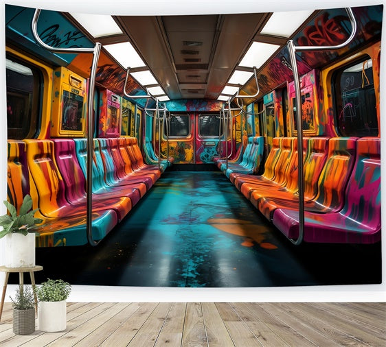 Backdrop Pet Colorful Subway Graffiti Art Backdrop UK LXX1-287