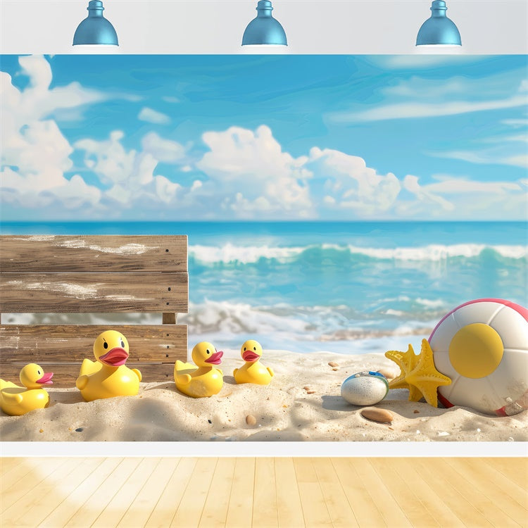 Pet Backdrops Summer Beach Duck Family Backdrop UK LXX1-294