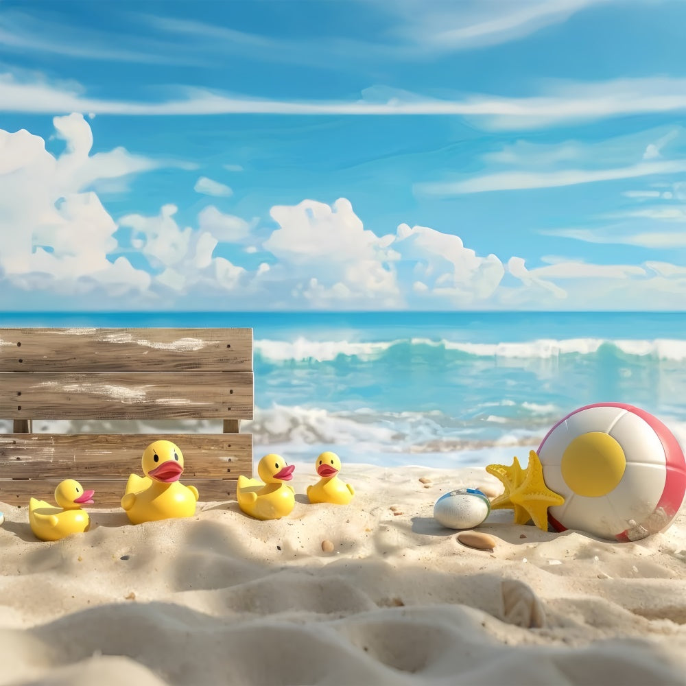 Pet Backdrops Summer Beach Duck Family Backdrop UK LXX1-294