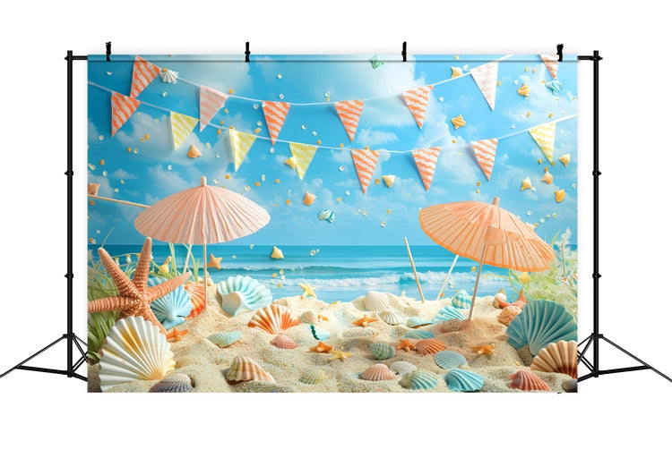 Pet Photo Backdrops Seashells Beach Party Scene Backdrop UK LXX1-295