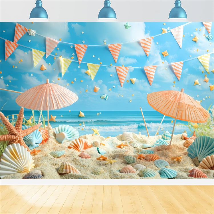 Pet Photo Backdrops Seashells Beach Party Scene Backdrop UK LXX1-295