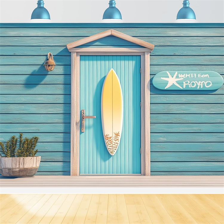 Pet Photography Backdrop Seaside Blue Door Surfboard Backdrop UK LXX1-296