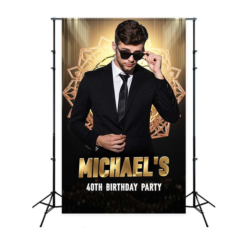 Customized Birthday Backdrop Golden Glam 40th Backdrop UK LXX1-30