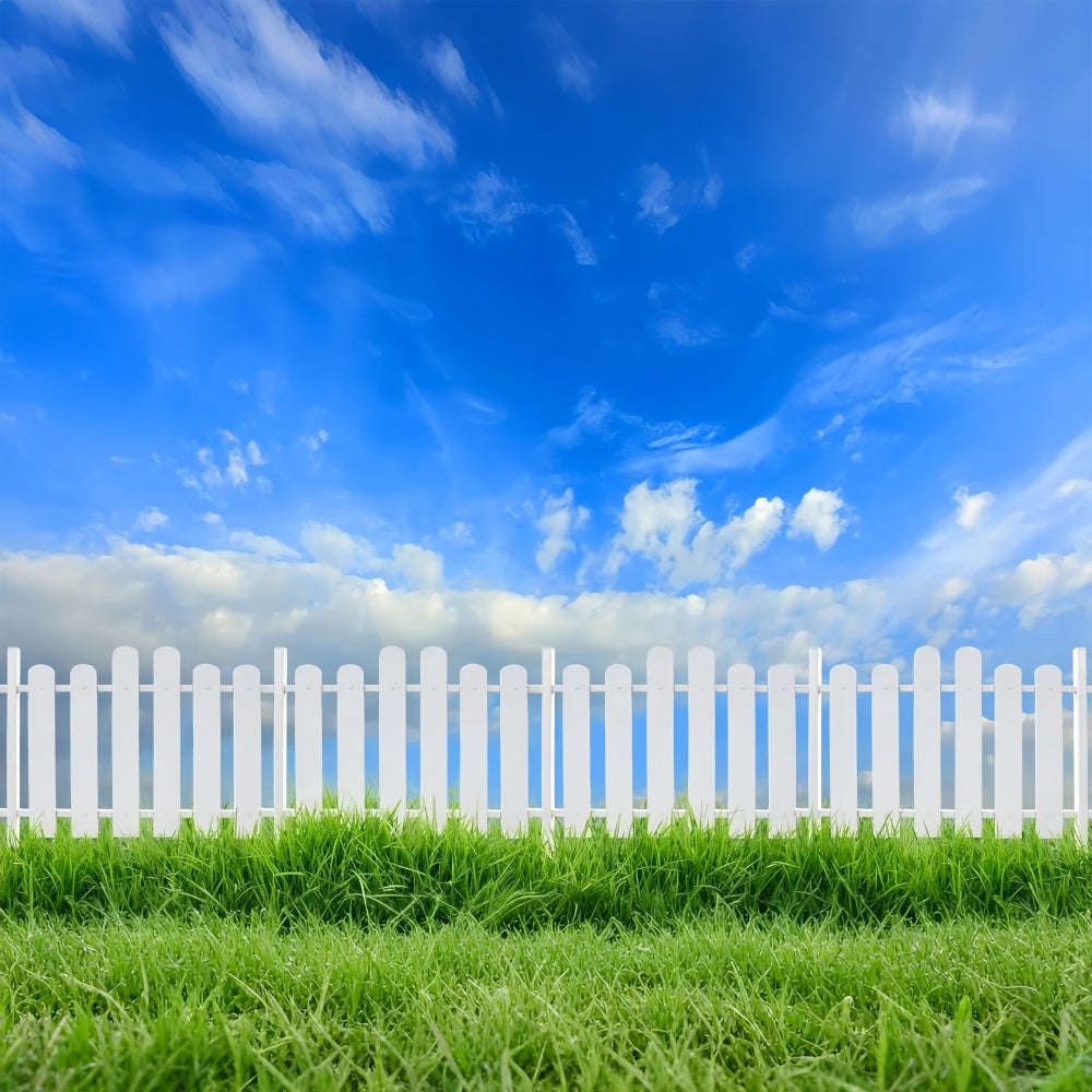 Sky Backdrop Photography Sunny Day White Fence Backdrop UK LXX1-303