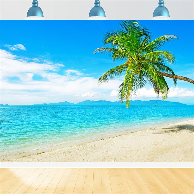 Ocean Sky Backdrop Sunny Beach Coconut Tree Backdrop UK LXX1-304