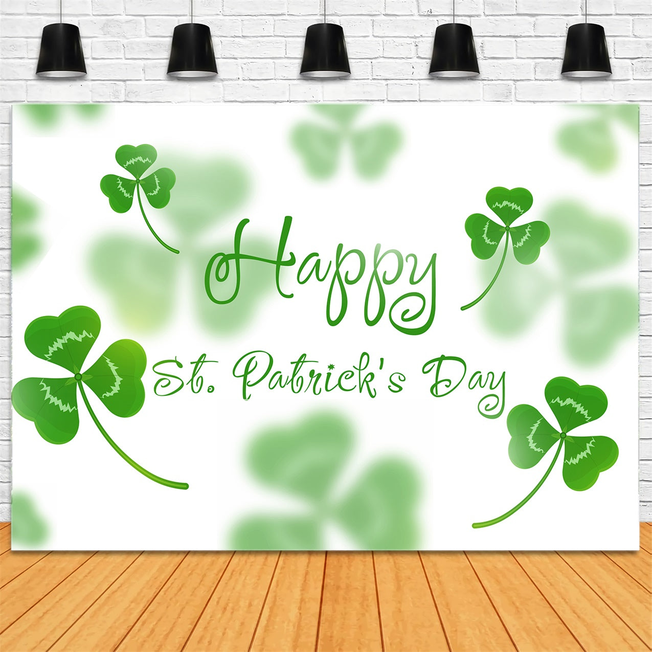 St Patrick's Day Backdrop Shamrock Minimalist White Backdrop UK LXX1-31