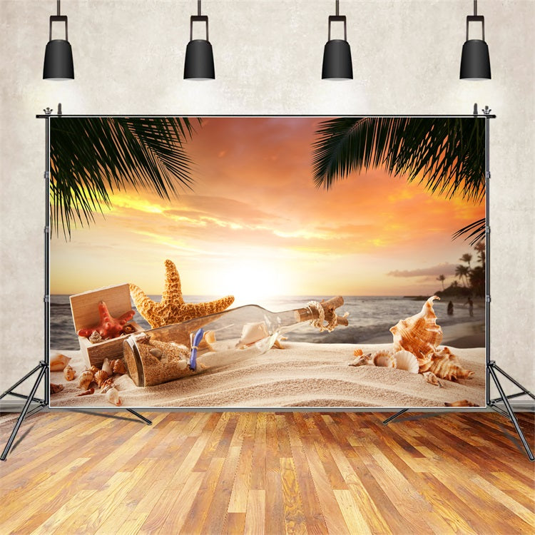 Photography Sky Backdrop Romantic Sunset Seashells Backdrop UK LXX1-310