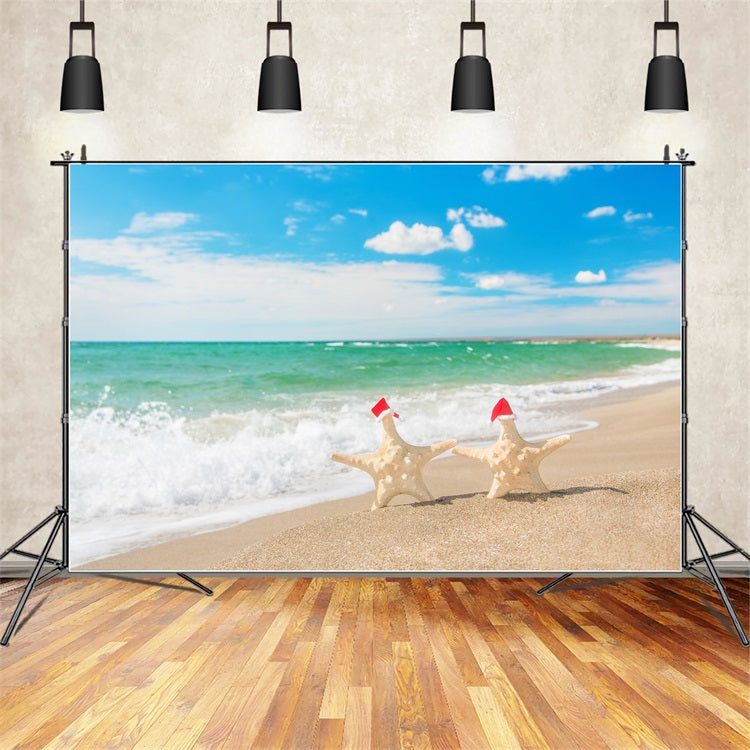 Sky With Clouds Backdrop Festive Beach Starfish Backdrop UK LXX1-314