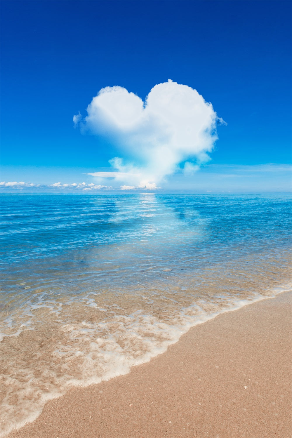 Sky Blue Backdrop Serene Ocean Heart Shaped Cloud Backdrop UK LXX1-317