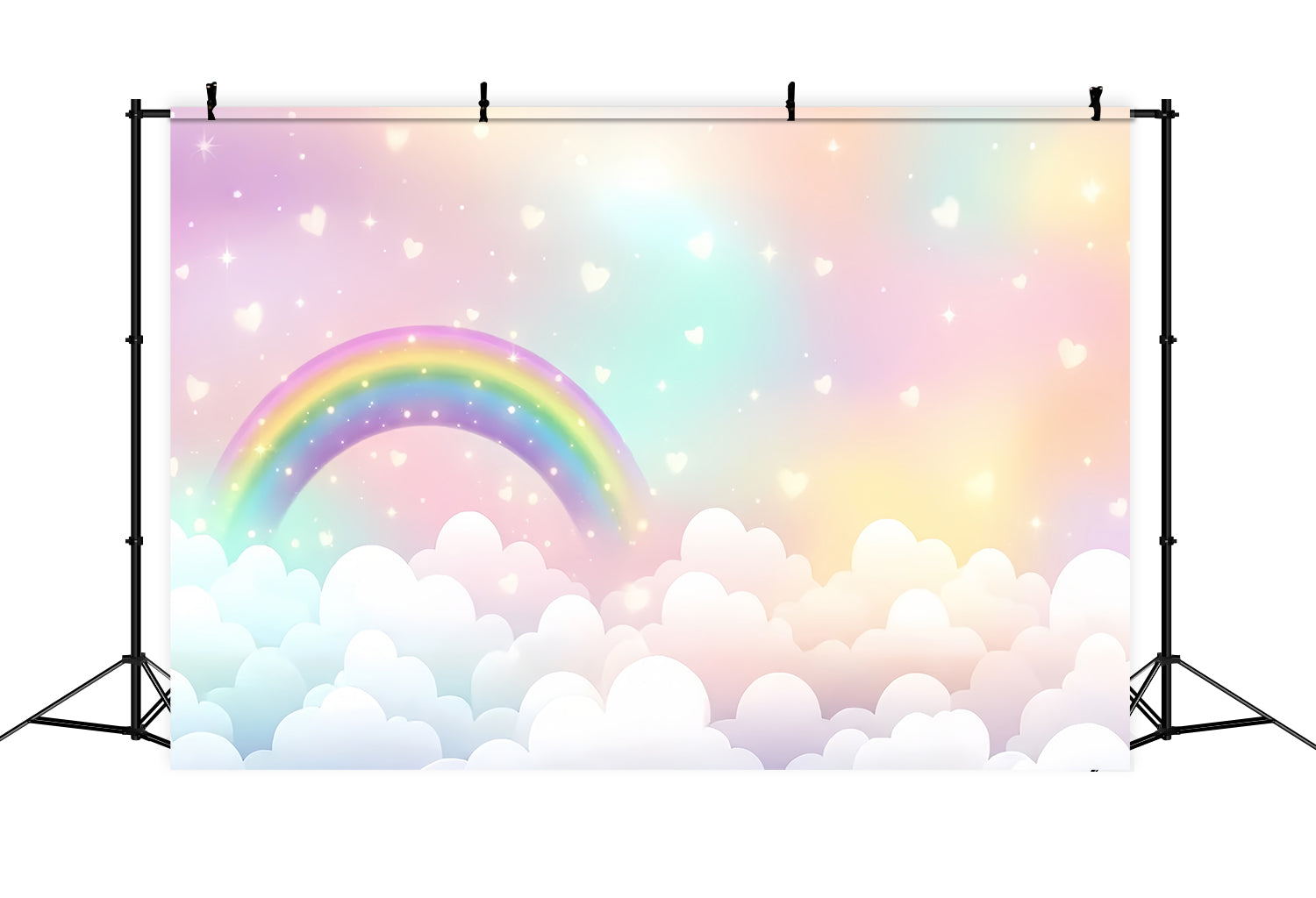 Sky Backdrop Sweet Rainbow Sparkling Heart Clouds Backdrop UK LXX1-327