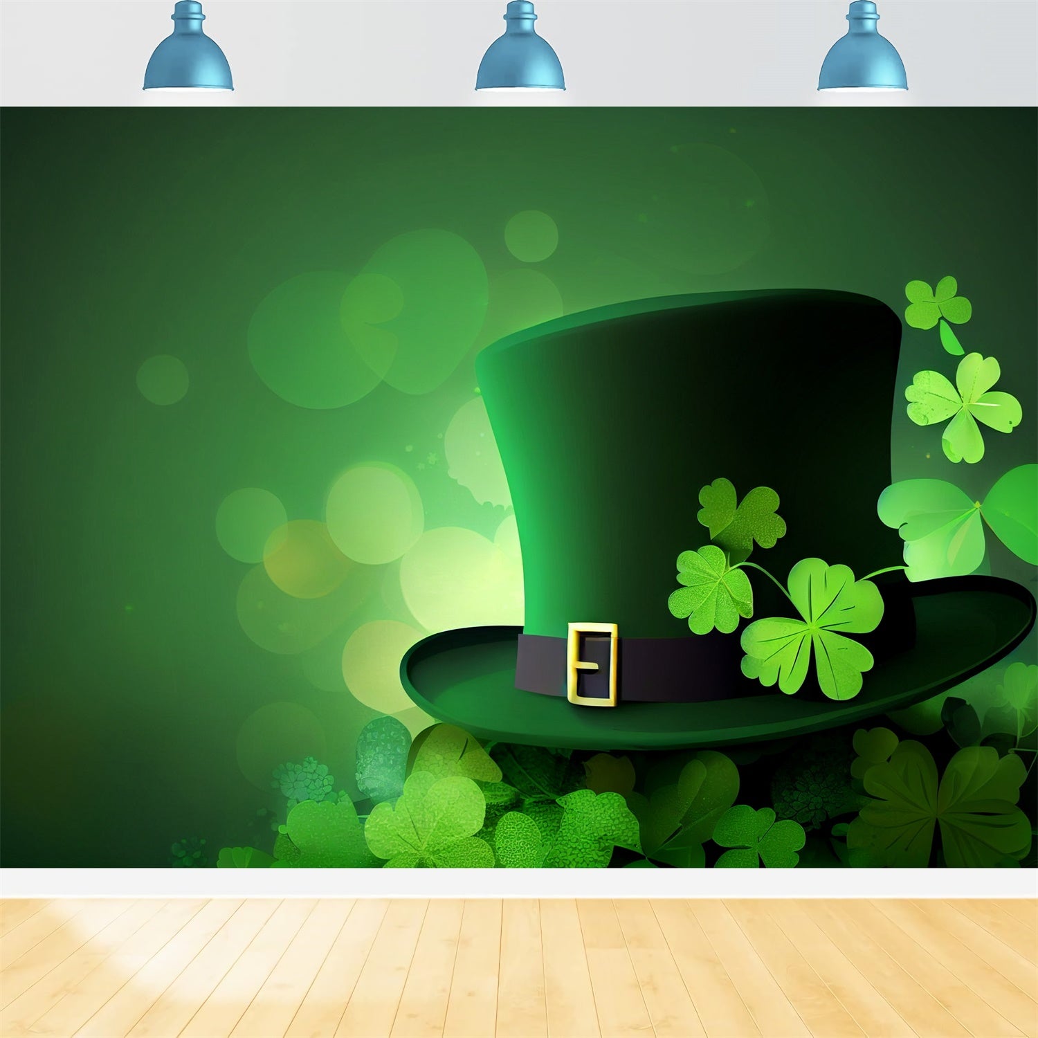 St Patrick Backdrop Green Hat Clover Celebration Backdrop UK LXX1-33