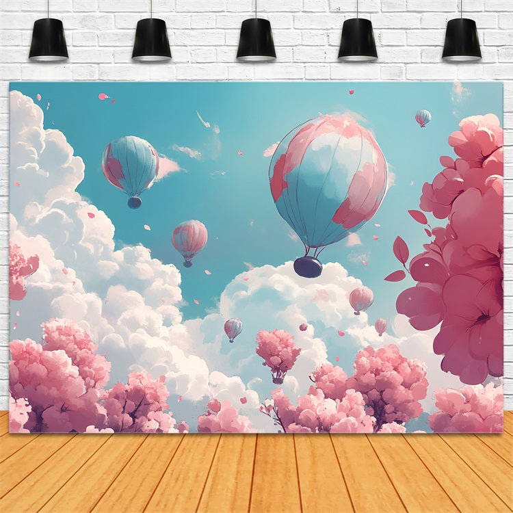 Clouds Backdrop Cherry Blossom Sky Balloon Backdrop UK LXX1-332