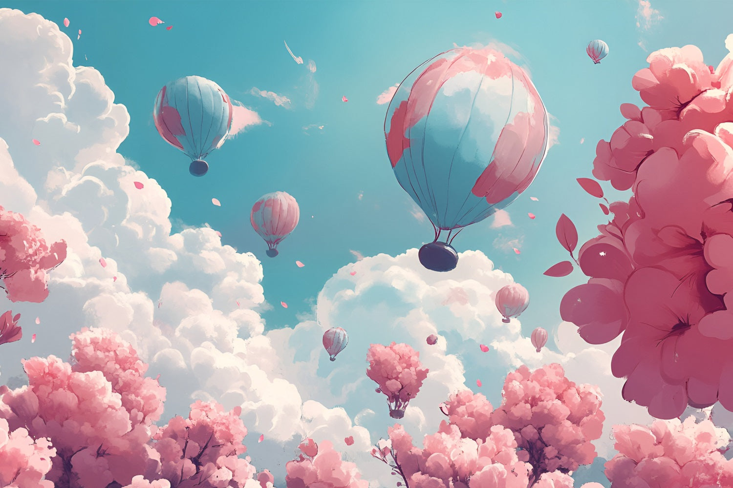 Clouds Backdrop Cherry Blossom Sky Balloon Backdrop UK LXX1-332