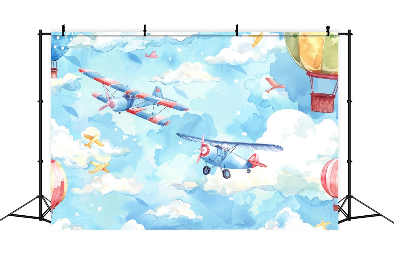 Cloud Backdrops Sky Balloons Planes Backdrop UK LXX1-335