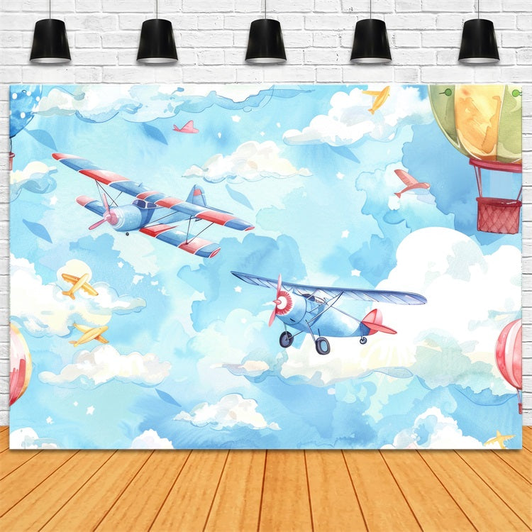 Cloud Backdrops Sky Balloons Planes Backdrop UK LXX1-335