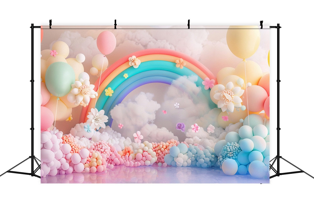 Clouds Photo Backdrop Rainbow Balloon Flower Backdrop UK LXX1-336