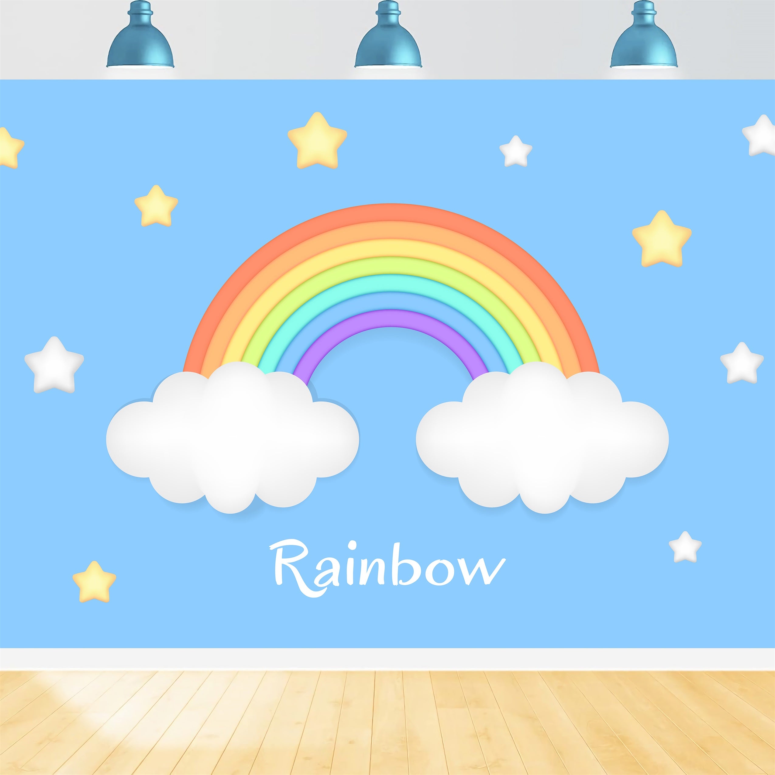 Sky Cloud Backdrop Rainbow Stars Decor Backdrop UK LXX1-338