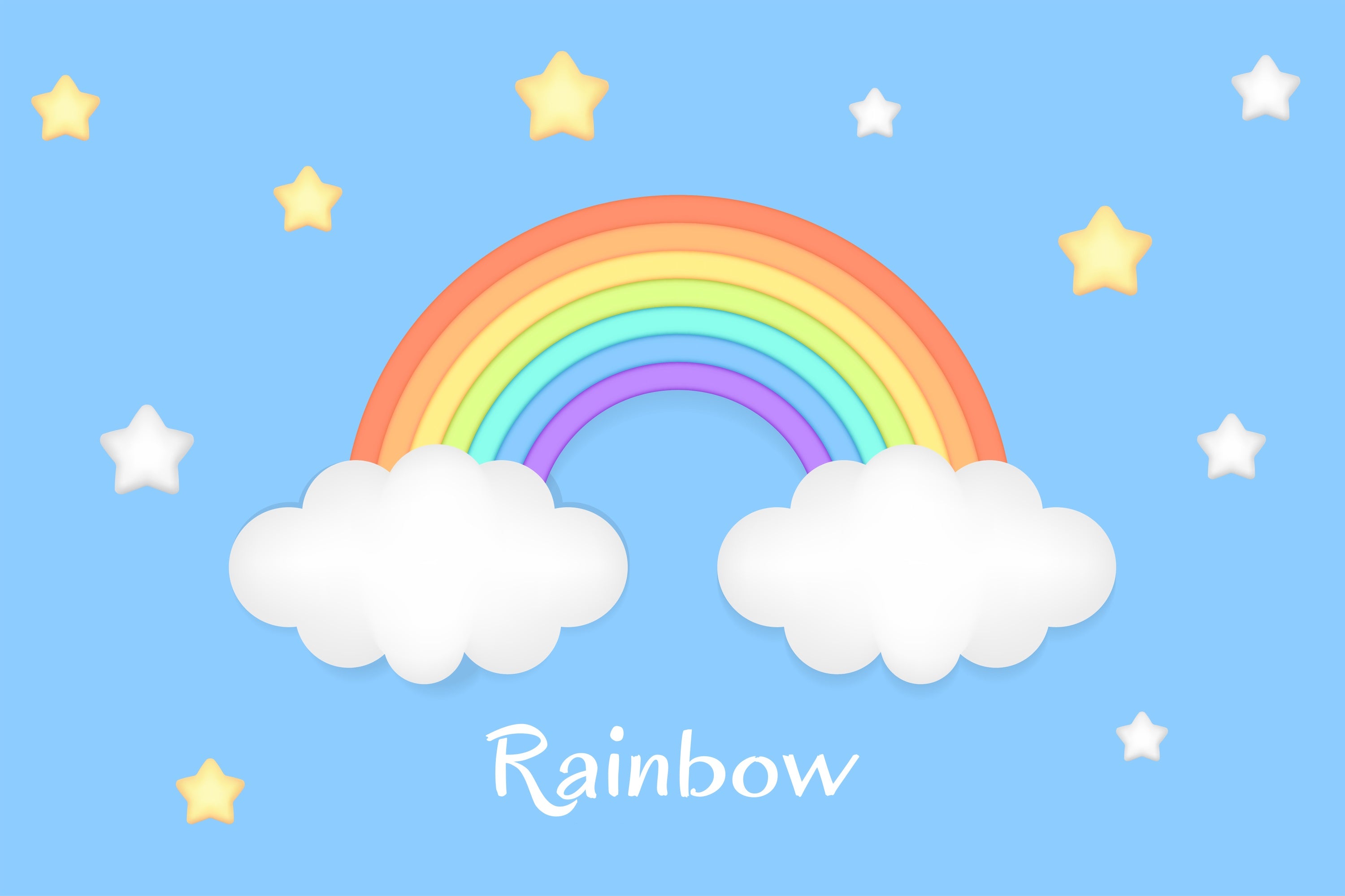 Sky Cloud Backdrop Rainbow Stars Decor Backdrop UK LXX1-338