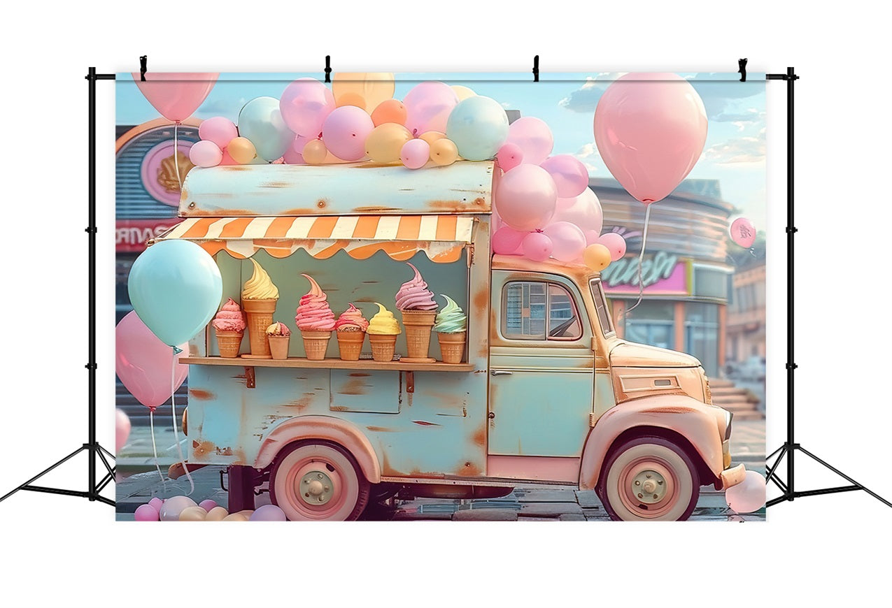 Cloud Balloon Backdrop Ice Cream Truck Backdrop UK LXX1-339