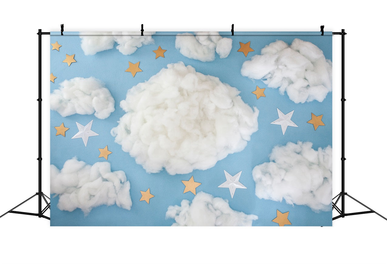 Blue Sky Backdrops Starry Cotton Clouds Backdrop UK LXX1-342