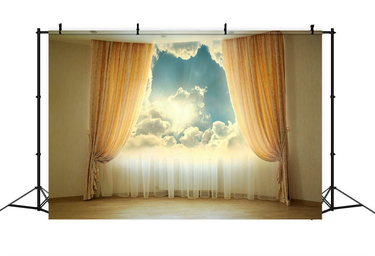 Sky Backdrop Clouds View Luxury Curtains Backdrop UK LXX1-348