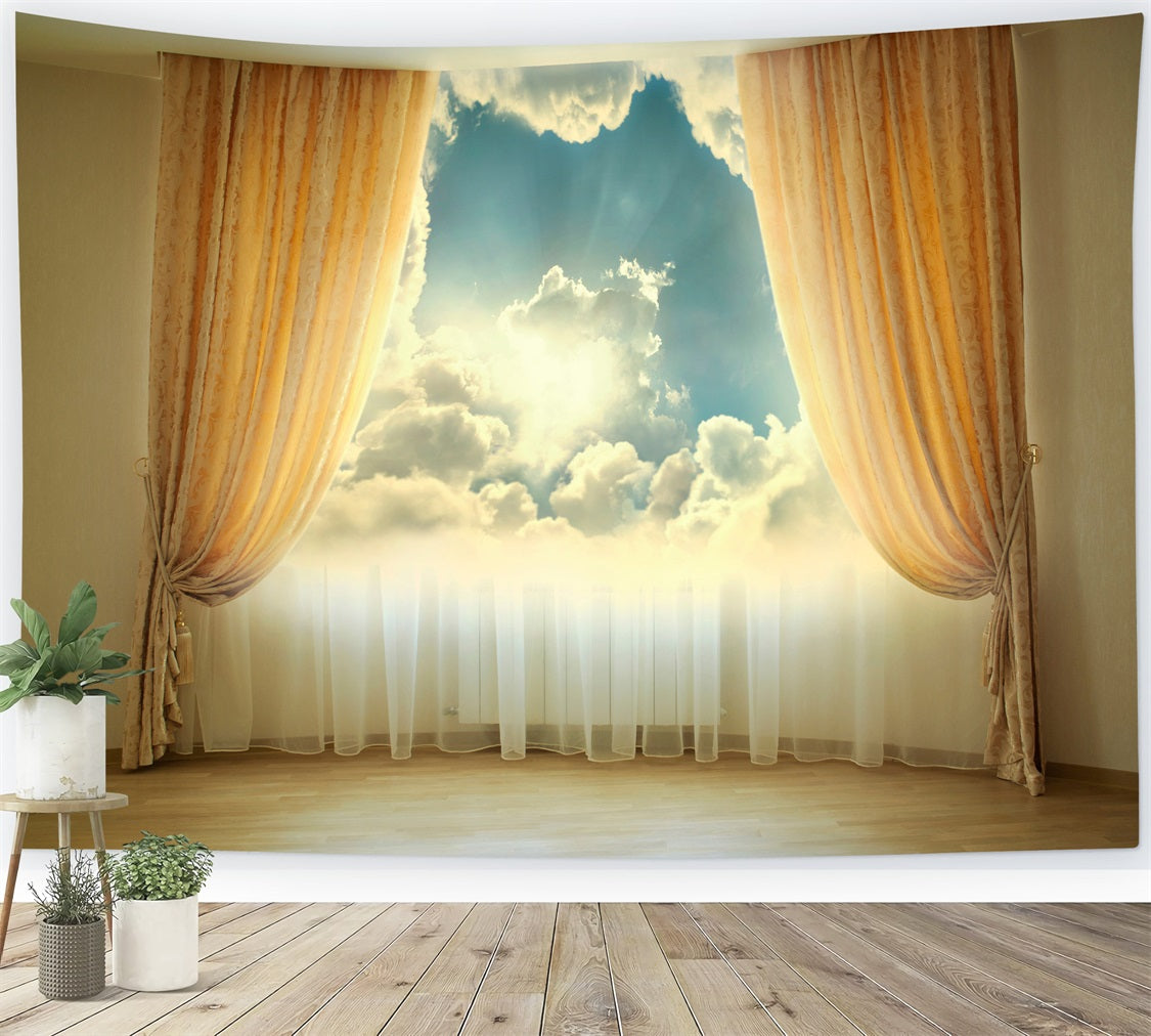 Sky Backdrop Clouds View Luxury Curtains Backdrop UK LXX1-348