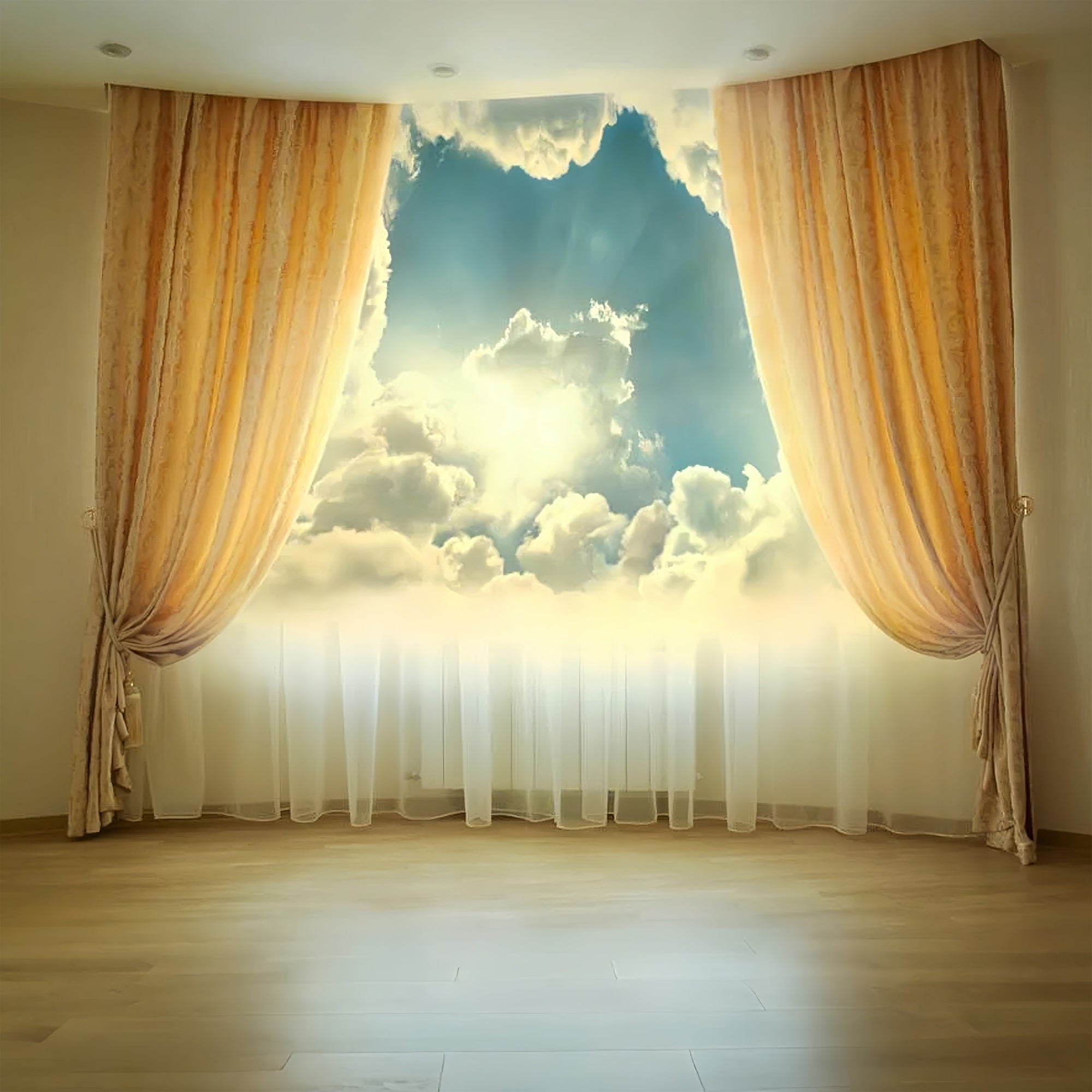 Sky Backdrop Clouds View Luxury Curtains Backdrop UK LXX1-348