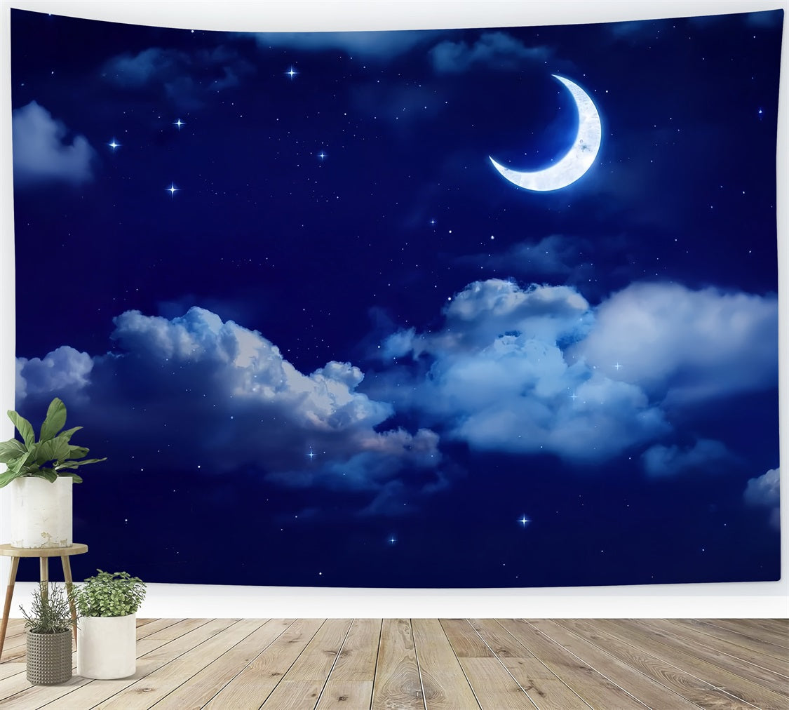 Night Sky Photo Backdrop Bright Moon Backdrop UK LXX1-355