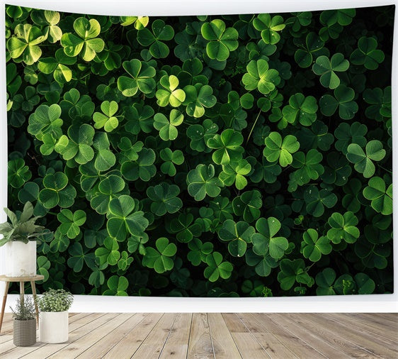 St Patricks Day Backdrop Deep Green Clover Glow Backdrop UK LXX1-36