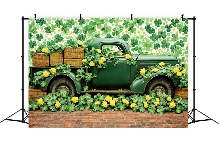 St Patrick's Day Backdrops Vintage Truck Shamrock Backdrop UK LXX1-37