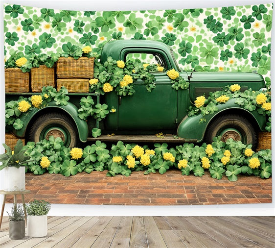 St Patrick's Day Backdrops Vintage Truck Shamrock Backdrop UK LXX1-37